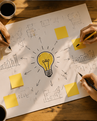 insights_discovery_sunshine_yellow_enthusiastic Enthusiastic facilitator inviting ideas during a workplace meeting